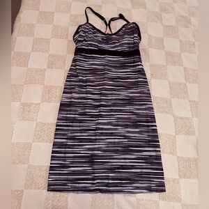 Athleta Black and White Striped Midi Dress